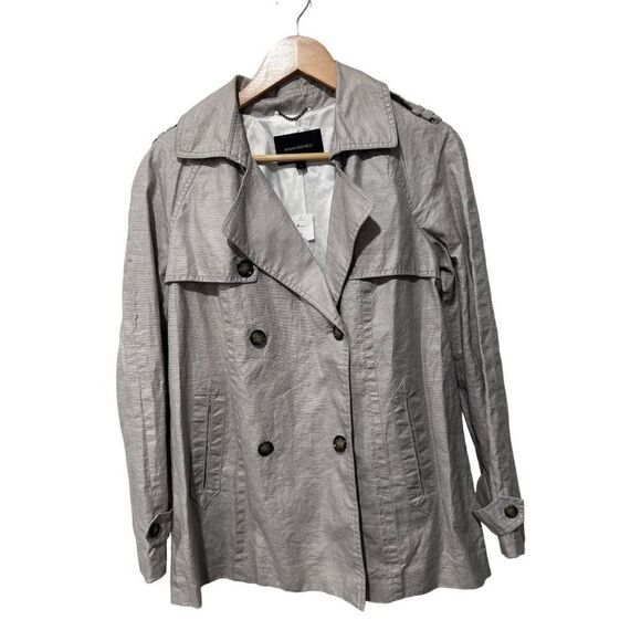 NWT New Banana Republic Silver Button Front Rain Jacket Size S Winter - Picture 1 of 13